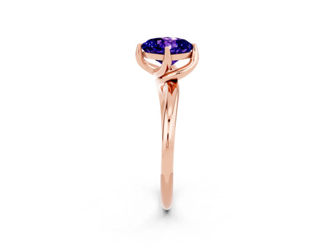 Rose gold Cushion Cut Tanzanite Solitaire Engagement Ring with Four-Prong Setting and Classic Band_14