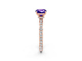 Rose gold Cushion Cut Tanzanite Solitaire Engagement Ring with Pavé Band and Four-Prong Setting_2