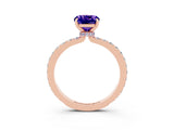Rose gold Cushion Cut Tanzanite Solitaire Engagement Ring with Pavé Band and Four-Prong Setting_3