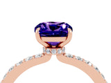 Rose gold Cushion Cut Tanzanite Solitaire Engagement Ring with Pavé Band and Four-Prong Setting_4