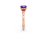 Rose gold Cushion Cut Tanzanite Solitaire Engagement Ring with Round Band and Four-Prong Setting_2