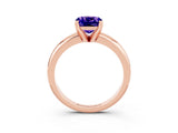 Rose gold Cushion Cut Tanzanite Solitaire Engagement Ring with Round Band and Four-Prong Setting_3