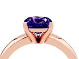 Rose gold Cushion Cut Tanzanite Solitaire Engagement Ring with Round Band and Four-Prong Setting_4