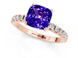 Rose gold Cushion Cut Tanzanite Solitaire Pavé Band with Four-Prong Setting_1