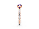 Rose gold Cushion Cut Tanzanite Solitaire Pavé Band with Four-Prong Setting_2