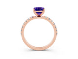 Rose gold Cushion Cut Tanzanite Solitaire Pavé Band with Four-Prong Setting_3