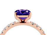 Rose gold Cushion Cut Tanzanite Solitaire Pavé Band with Four-Prong Setting_4