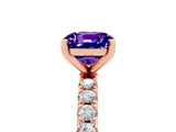 Rose gold Cushion Cut Tanzanite Solitaire Pavé Band with Four-Prong Setting_5
