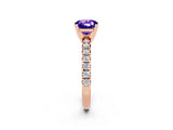 Rose gold Cushion Cut Tanzanite Solitaire Pavé Engagement Ring with Round Band and Prong Setting_14