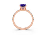 Rose gold Cushion Cut Tanzanite Solitaire Pavé Engagement Ring with Round Band and Prong Setting_15