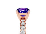 Rose gold Cushion Cut Tanzanite Solitaire Pavé Engagement Ring with Round Band and Prong Setting_90