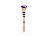 Rose gold Cushion Cut Tanzanite Solitaire Ring with Cathedral Setting and Pavé Band_2