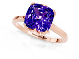 Rose gold Cushion Cut Tanzanite Solitaire Ring with Flower Prong Setting and Classic Band_13