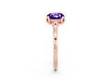 Rose gold Cushion Cut Tanzanite Solitaire Ring with Flower Prong Setting and Classic Band_14