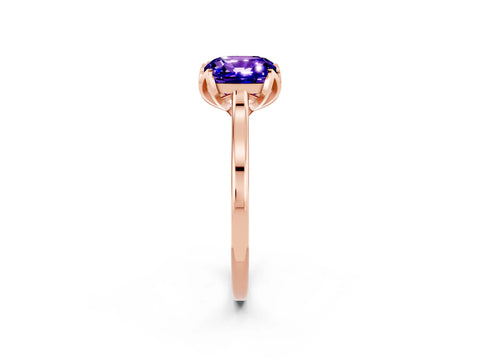 Rose gold Cushion Cut Tanzanite Solitaire Ring with Flower Prong Setting and Classic Band_14