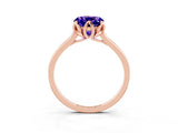 Rose gold Cushion Cut Tanzanite Solitaire Ring with Flower Prong Setting and Classic Band_15