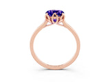 Rose gold Cushion Cut Tanzanite Solitaire Ring with Flower Prong Setting and Classic Band_39