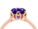 Rose gold Cushion Cut Tanzanite Solitaire Ring with Flower Prong Setting and Classic Band_40