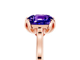 Rose gold Cushion Cut Tanzanite Solitaire Ring with Flower Prong Setting and Classic Band_41