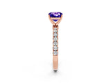 Rose gold Cushion Cut Tanzanite Solitaire Ring with Pavé Accents and Four-Prong Setting_2