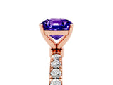Rose gold Cushion Cut Tanzanite Solitaire Ring with Pavé Accents and Four-Prong Setting_5