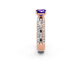 Rose gold Cushion Cut Tanzanite Solitaire Ring with Pavé and Channel Set Band_2