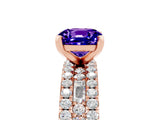 Rose gold Cushion Cut Tanzanite Solitaire Ring with Pavé and Channel Set Band_5