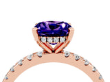 Rose gold Cushion Cut Tanzanite Solitaire Ring with Round  Pavé Band and Four-Prong Setting_48