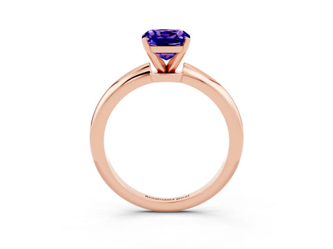 Rose gold Cushion Cut Tanzanite Solitaire Ring with Six-Prong Setting and Classic Band_3