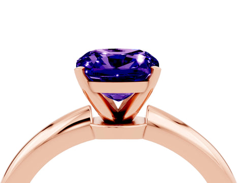 Rose gold Cushion Cut Tanzanite Solitaire Ring with Six-Prong Setting and Classic Band_4