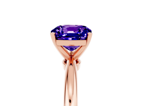 Rose gold Cushion Cut Tanzanite Solitaire Ring with Six-Prong Setting and Classic Band_5