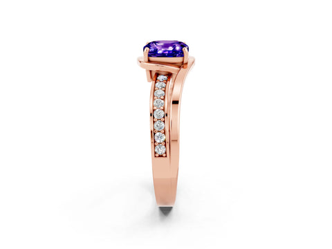Rose gold Cushion Cut Tanzanite Solitaire Ring with Split Shank and Prong Setting_2