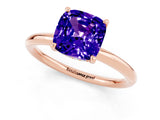 Rose gold Cushion Cut Tanzanite Solitaire Ring with Thin Band and Four-Prong Setting_1