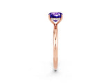 Rose gold Cushion Cut Tanzanite Solitaire Ring with Thin Band and Four-Prong Setting_2