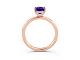 Rose gold Cushion Cut Tanzanite Solitaire Ring with Thin Band and Four-Prong Setting_3