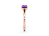 Rose gold Cushion Cut Tanzanite Solitaire Ring with Thin Band and Prong Setting_14