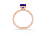 Rose gold Cushion Cut Tanzanite Solitaire Ring with Thin Band and Prong Setting_15
