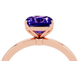 Rose gold Cushion Cut Tanzanite Solitaire Ring with Thin Band and Prong Setting_16