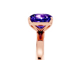 Rose gold Cushion Cut Tanzanite Solitaire Ring with Thin Band and Prong Setting_17
