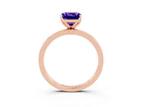 Rose gold Cushion Cut Tanzanite Solitaire Ring with Thin Band and Prong Setting_27
