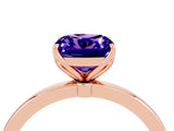 Rose gold Cushion Cut Tanzanite Solitaire Ring with Thin Band and Prong Setting_28