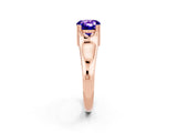 Rose gold Cushion Cut Tanzanite Solitaire Ring with Wide Band and Prong Setting_2