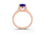 Rose gold Cushion Cut Tanzanite Solitaire Ring with Wide Band and Prong Setting_3