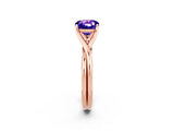 Rose gold Cushion Cut Tanzanite Solitaire Twist Band Prong Setting Ring_58