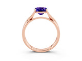 Rose gold Cushion Cut Tanzanite Solitaire Twist Band Prong Setting Ring_59