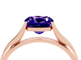 Rose gold Cushion Cut Tanzanite Solitaire Twist Band Prong Setting Ring_60