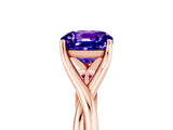 Rose gold Cushion Cut Tanzanite Solitaire Twist Band Prong Setting Ring_61