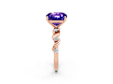 Rose gold Cushion Cut Tanzanite Solitaire Twisted Band with Round  Accents and Prong Setting_14