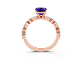Rose gold Cushion Cut Tanzanite Solitaire with Side Stones on a Pavé Band and Four-Prong Setting_3