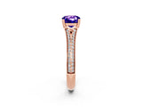 Rose gold Cushion Cut Tanzanite Split Shank Engagement Ring with Pavé Band_2